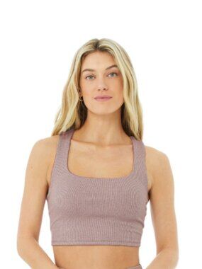 ALO Yoga Alosoft Ribbed Chic Bra Tank - Lavender Dusk Heather - S